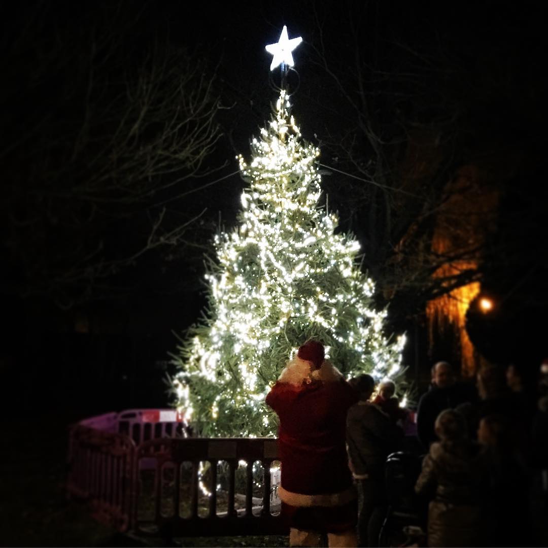 The Arborfield Green Christmas Lights well and truly turned on.